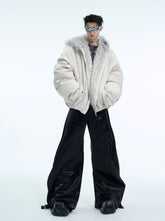 Colorblock Mountain Hawk Faux Fur Trim Hooded Puffer Jacket - COPPING THREADS - ArguE CulturE